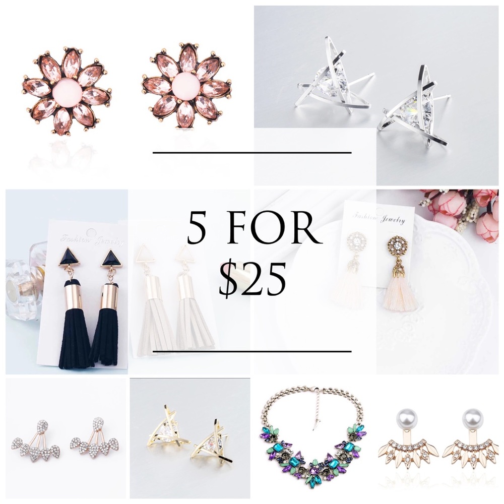 5FOR$25  Triangle and cubic zirconia stud earrings - Picture 4 of 4